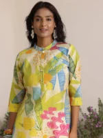Cream Printed Silk Blend Straight Kurti - Image 4