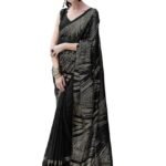 Women's Georgette Sequence Work Saree with Unstitched Blouse Piece
