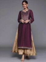 Purple Yoke Design Silk Kurta